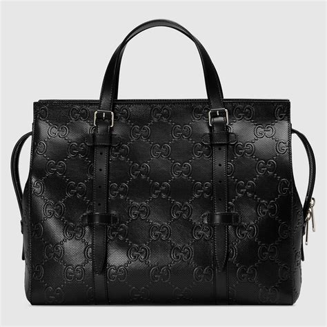 gucci gg embossed|gucci embossed leather tote bag.